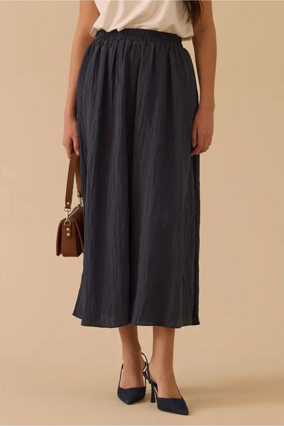 SEÇİL تنورة طويلة للنساء خصر مطاطي - أزرق داكن