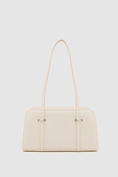 Shule Bags Hansal Metal Detailed Baguette Bag Cream