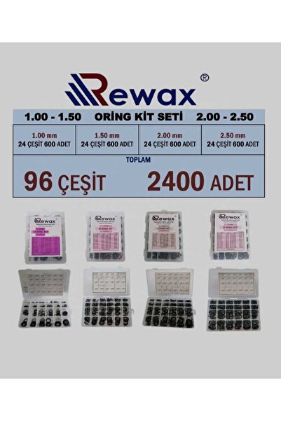 REWAX Oring Kit Seti 1mm - 1.5mm - 2mm - 2.5mm 2400 Adet (70 Shore)