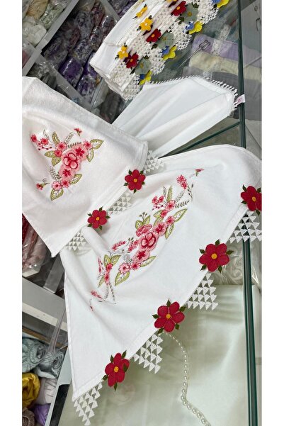 AHSEN TASARIM 3D NAKIŞLI ANALI KIZLI KADİFE SUNİ İPEK İPTEN İĞNE OYASI EL YÜZ...