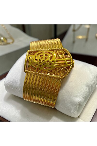 CASELN Hasır Tuğralı Kelepçe 22 Ayar Kaplama Bilezik