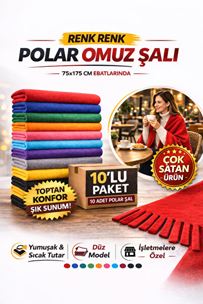 cartzen Premium Polar Omuz Şalı 75x175 cm – 10’lu Paket | Kafe, Restoran ve O...