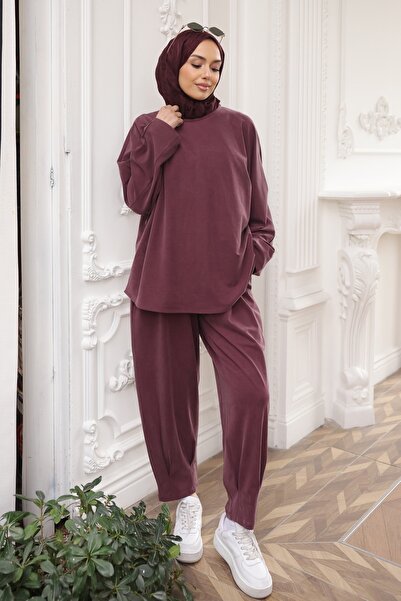 İmajButik طقم تونيك بلون البرقوق مع بنطلون