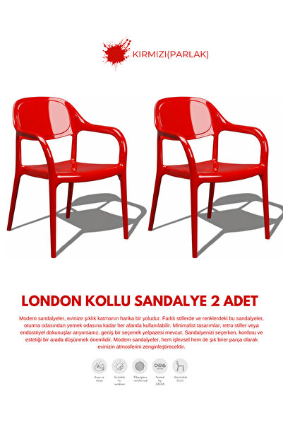 Daim Plastik LONDON KOLLU LÜX CAFE & RESTAURANT SANDALYESİ 2 Lİ