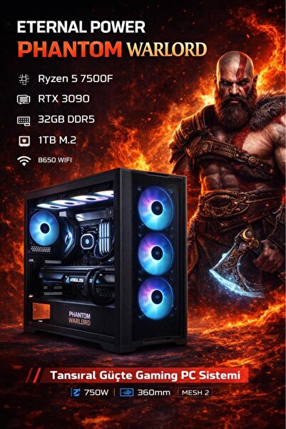 ETERNAL POWER WARLORD Ryzen 5 7500F RTX 3090 32GB DDR5 1TB M.2 B650 WIFI 750W...