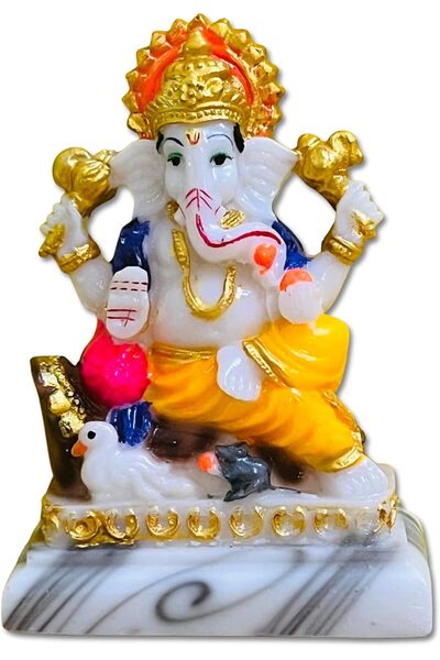 Generic Divine Design Ganesh Ji – Exquisitely Crafted Marble Dust Idol of Wis...