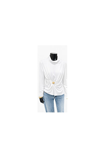 EFRUNS Drapeli Gold Aksesuar Detaylı Bluz