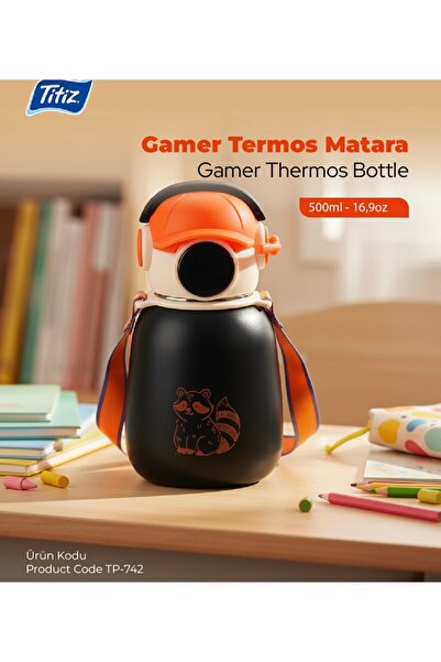 Titiz Plastik Titiz Gamer Pipetli Çelik Termos Matara (TP-742)