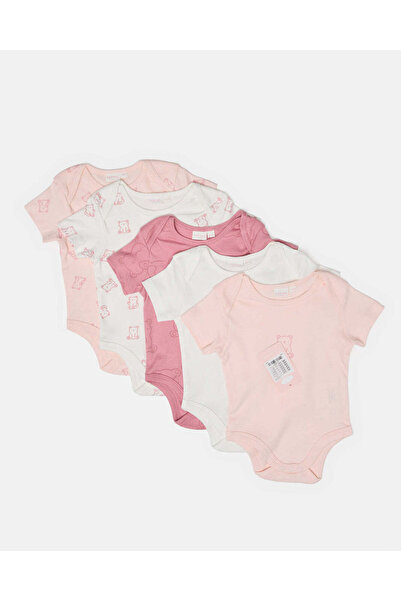 REDTAG طقم ملابس داخلية للبنات الصغيرات، لون بيج فاتح، 5 قطع، بأكمام قصيرة، ق...