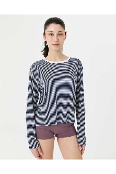 Ayma Active Mornarsko plava majica dugih rukava Prugasto