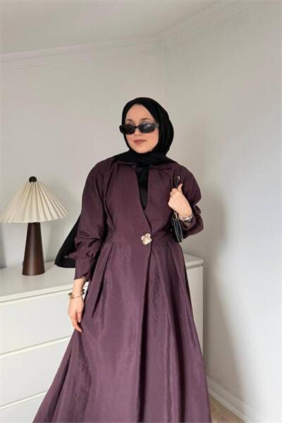 Dipmoda Kadın bel gold toka detaylı gömlek yaka tesettür elbise NMS085