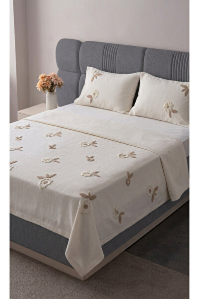 EL EVLİNA HOME COLLECTİON Çift Kişilik Nakışlı Yatak Örtüsü Seti Şönil Kumaş ...