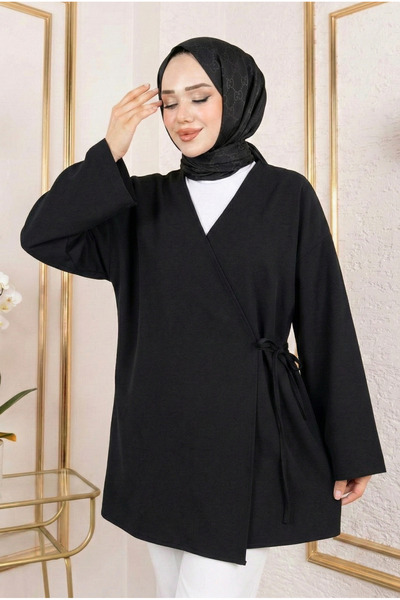 Lunsera Store Side Tie Atlas Tunic-Black