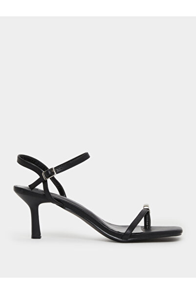 Styli Black Strappy Stiletto Heel Sandals