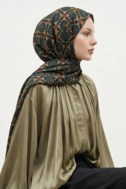 InStyle Șal moale verde smarald cu motive florale bumbac