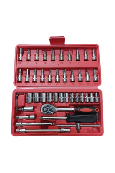 OEM Socket Wrench Set + Ratchet 1/4, 46 Pieces Carbon Steel - Chrome Vanadium