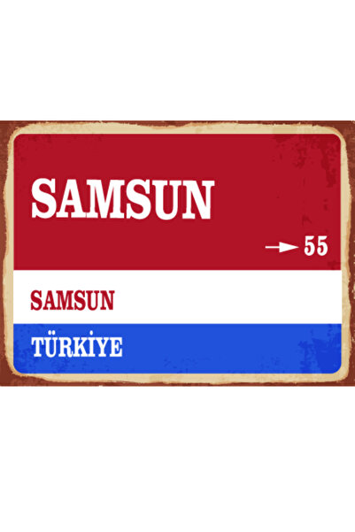 Genel Markalar Samsun ili Retro Ahşap Sokak Tabelası