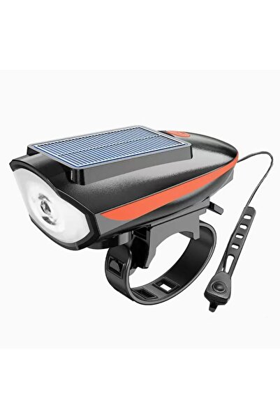 Forte GT Bisiklet Ön Farı 250 Lm Korna 140db Usb Solar Şarjlı Turuncu Xbyc 6163
