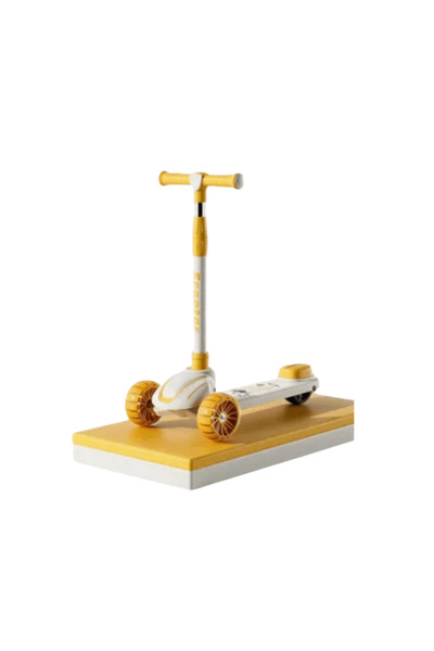 Kids Trotinetă pliabilă cu lumină LED și muzică - Galben, 3-7 ani