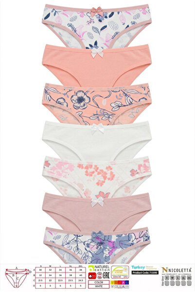 Nicoletta Γυναικεία Σλιπ 7-συσκευασία ελαστικό ύφασμα Βαμβάκι τεμάχια με τύπωμα