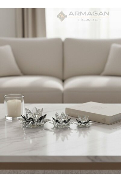 Armağan KRİSTAL LOTUS 3LÜ SET-Füme