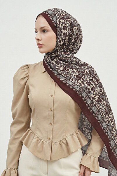 InStyle Автентичний квітковий бордовий м'який бавовняний шарф