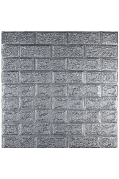 SDEPOT Set of 50 SDEPOT® Wallpaper Panels - Silver Brick Imitation