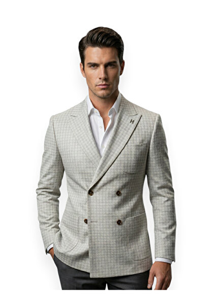 HERMOSE Riviera |   Pearl Gray D Textured K Double-Breasted Jacket
