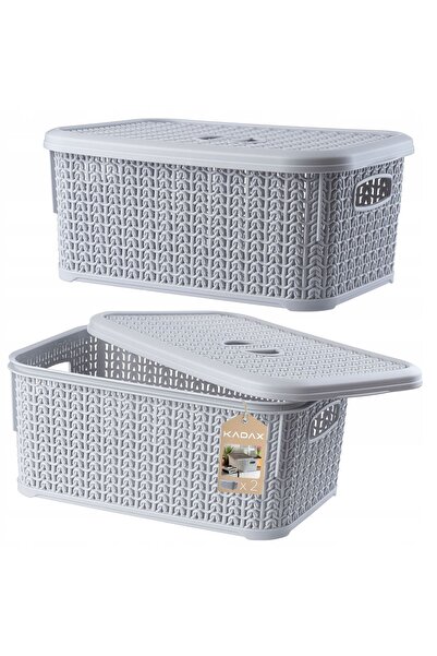 KADAX Basket Organizer 6L Storage Container With Lid Basket Set of 2
