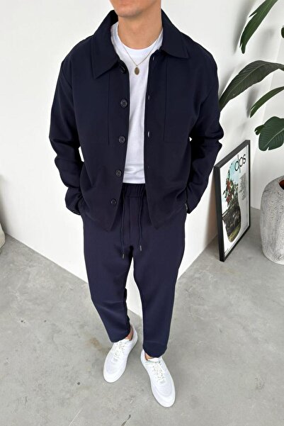 HAFKAGİYİM Navy Blue Patch Detailed Relaxed Fit Boxy Jacket