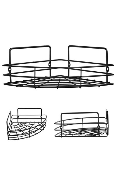 KADAX Raft de duș pentru baie, raft suspendat, negru, 1 nivel, metalic, tip loft