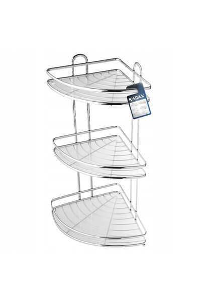 KADAX Raft de colț pentru duș de baie, 3 rafturi, montat pe perete, cromat