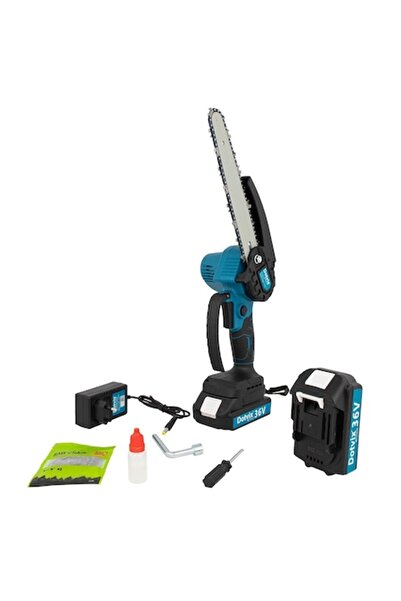 Artenova Mini drujbă electrică, lamă de 15 cm cu 2 baterii, portabilă cu geantă