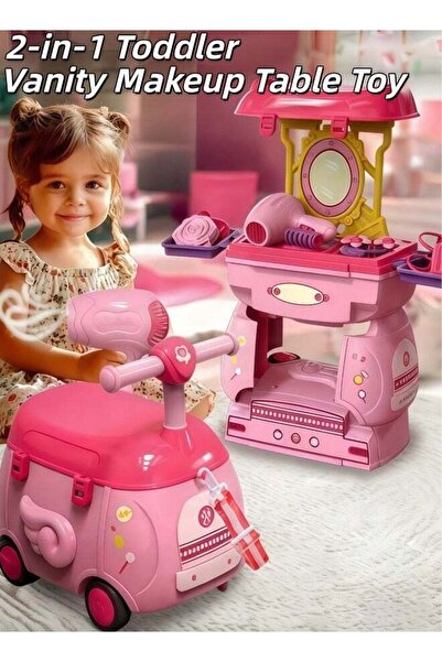 Generic Children Play House Toy Toddler Vanity Makeup Table Toy, 2-in-1 trans...