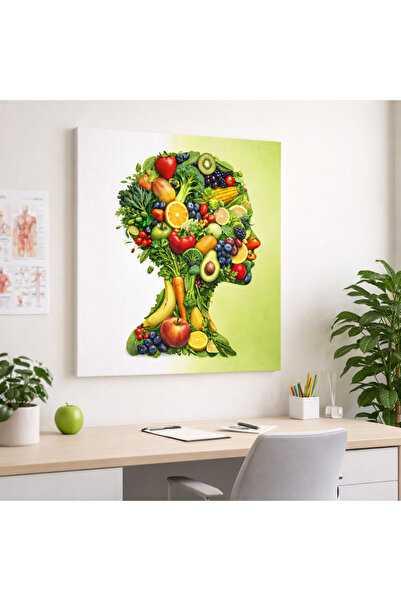 EvimeTablo Meyve ve Sebzelerden İnsan Silüeti Kanvas Tablo – Diyetisyen Ofisi...