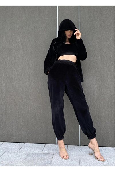 Nikki Couture Kadın Kadife Lastik Detaylı Günlük Eşofman Takımı