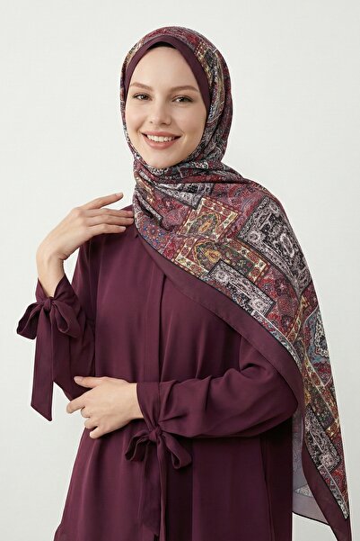 InStyle Етнічний візерунок бордовий м'який бавовняний шаль