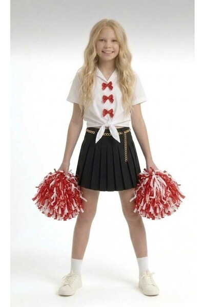 BLACK SWALLOW Devojčina košulja kratkih rukava sa crvenom trakom za 23. april...