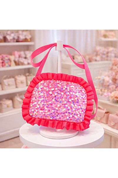 Inovius Pink girl's bag with sequins 5.5x12x17 cm - KMM101
