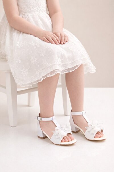 minibonito Girl's Special Occasion Shoes/ Glittery Bow Detail Sandals