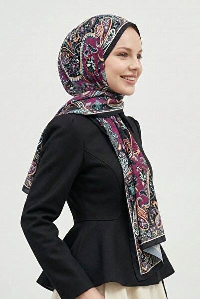 InStyle Шарф з м'якої бавовни бордового кольору з краплеподібним візерунком