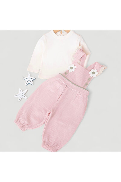 çilek bebe Müslin salopet takım bayramlık kombin