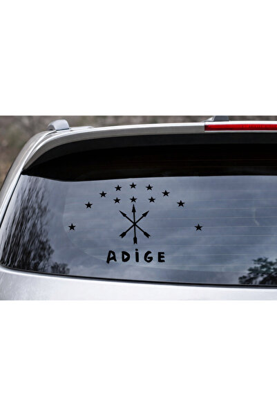 Limitless Design Adige Çerkes Bayrağı Sticker – 12 Yıldız ve Ok Sembolü – Oto...