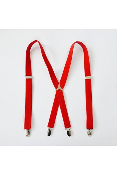 Carmen Men's Suspenders 4 Clips Red