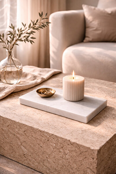 Marbello Marble Organizer Tray 12X25 cm Perfume Jewelry Coffee Presentation B...