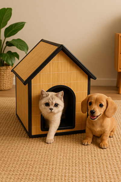 Serstil Bambu Kedi Köpek Evi – Dekoratif Evcil Hayvan Kulübesi
