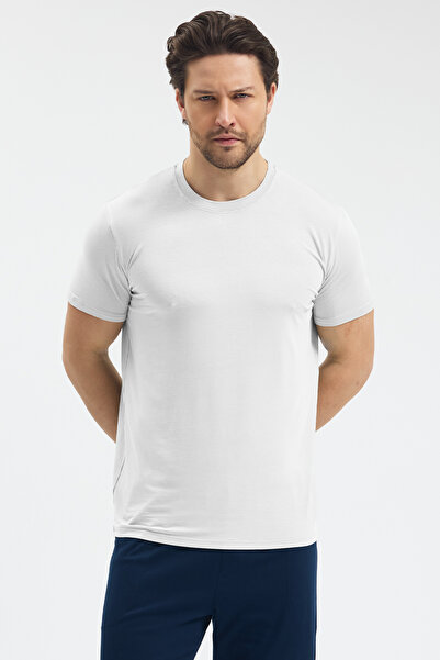 Malabadi Men's White Crew Neck Micro Modal Extra Soft Comfort Fit T-Shirt 930