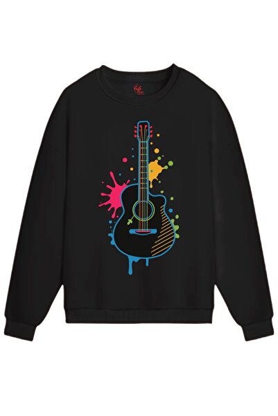 Rabona Fashion Hanorac/Haorac supradimensionat cu imprimeu colorat cu chitară...