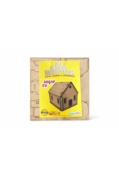 MyClean 3D Boyanabilir Ahşap EV Kumbara Eğitici, Eğlenceli (1 Adet) 16x12,5x5 cm