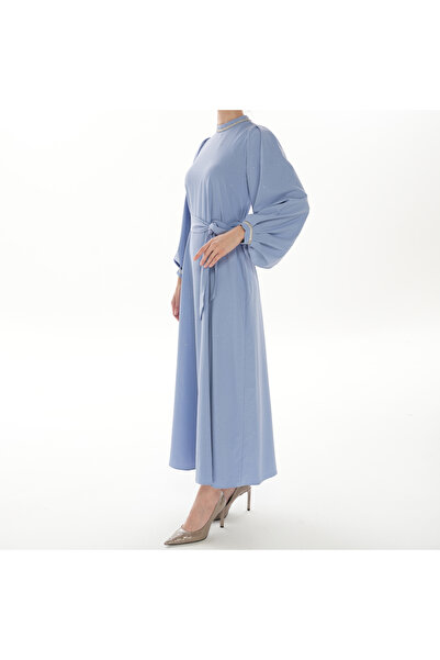 MODA S&S BZLİNE Ελαφρύ ασημί ύφασμα με πέτρες στις μανίκια, φόρεμα για ειδική...